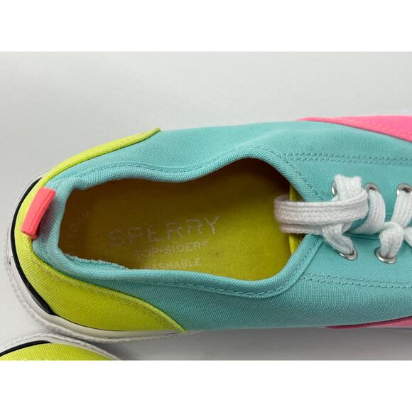 Sperry Women's Canvas Pink, Blue, Lime Green Sneakers size 4M SCK163953 - Picture 7 of 8